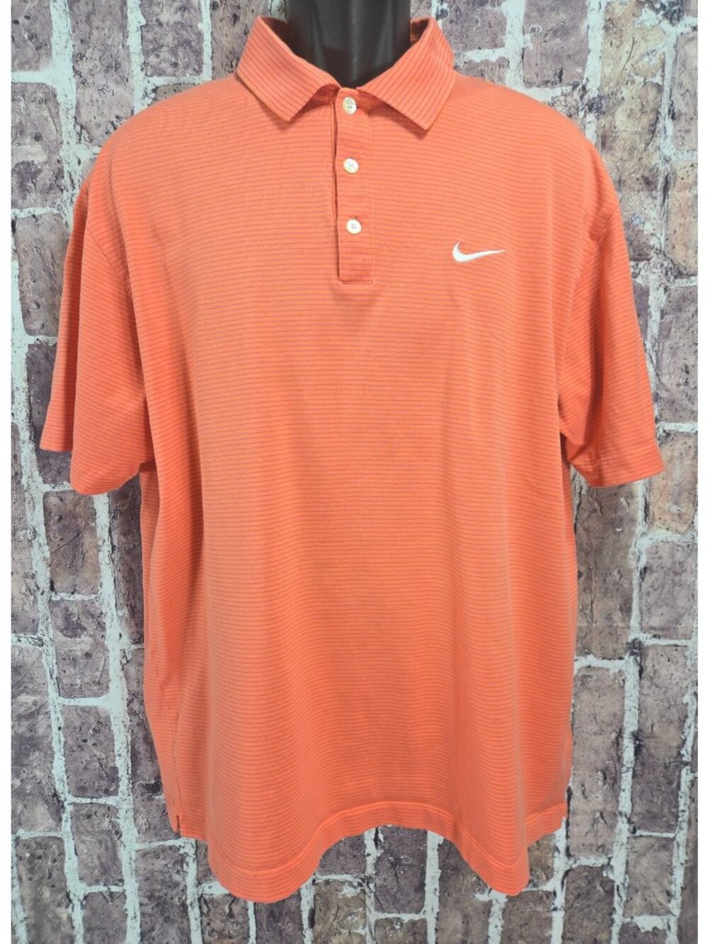 Nike Golf Polo Tiger Woods Collection Dry-Fit Orange Stripe Mens Polo Shirt XL